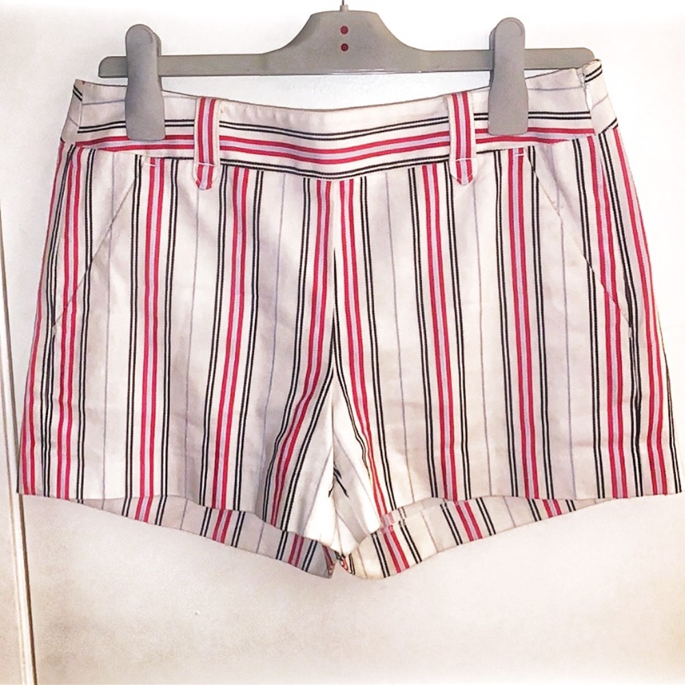 Loft cotton striped shorts red & white size 2
